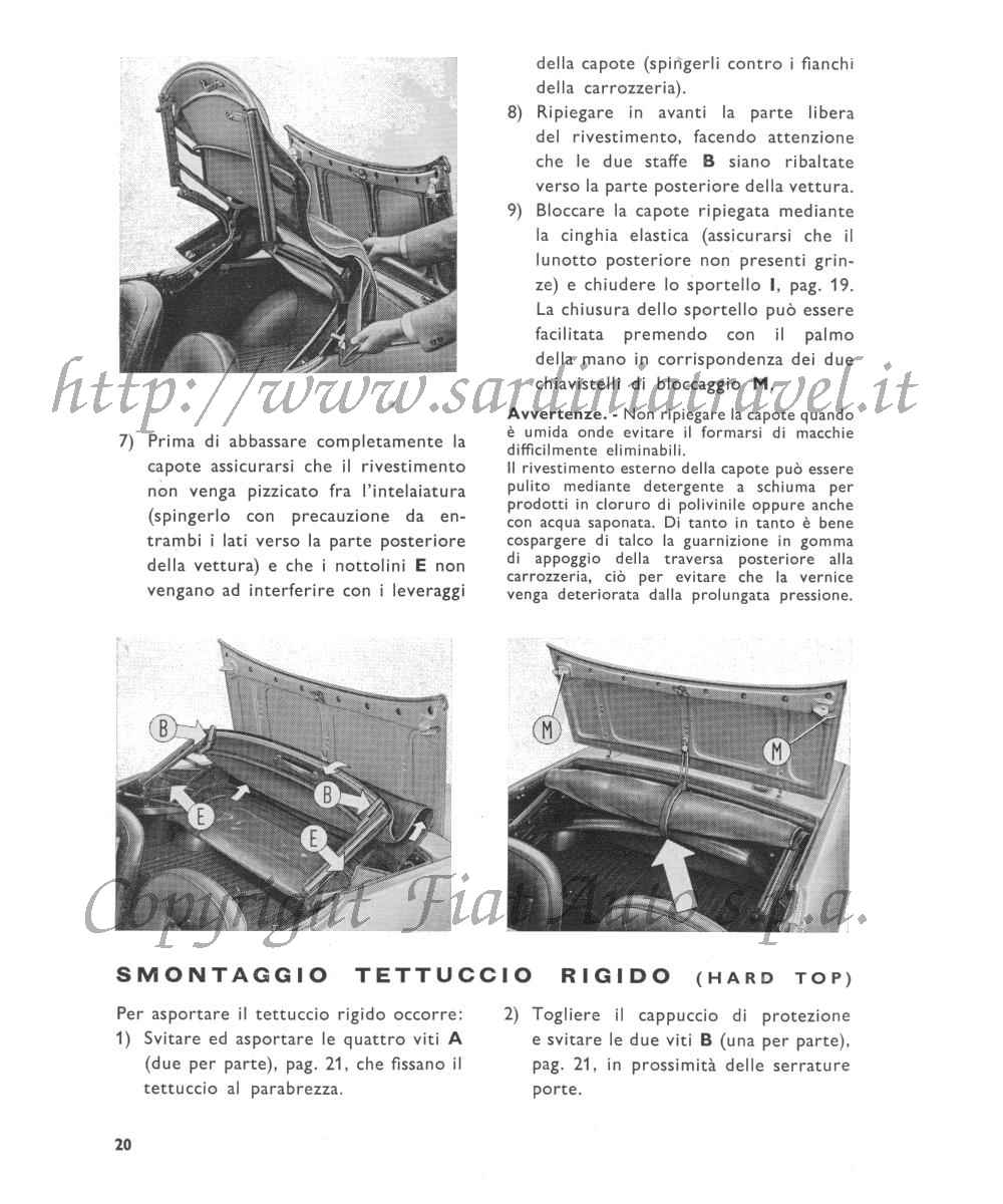 Ribaltamento della capote e smontaggio hard top della Fiat Sport 850 Spider