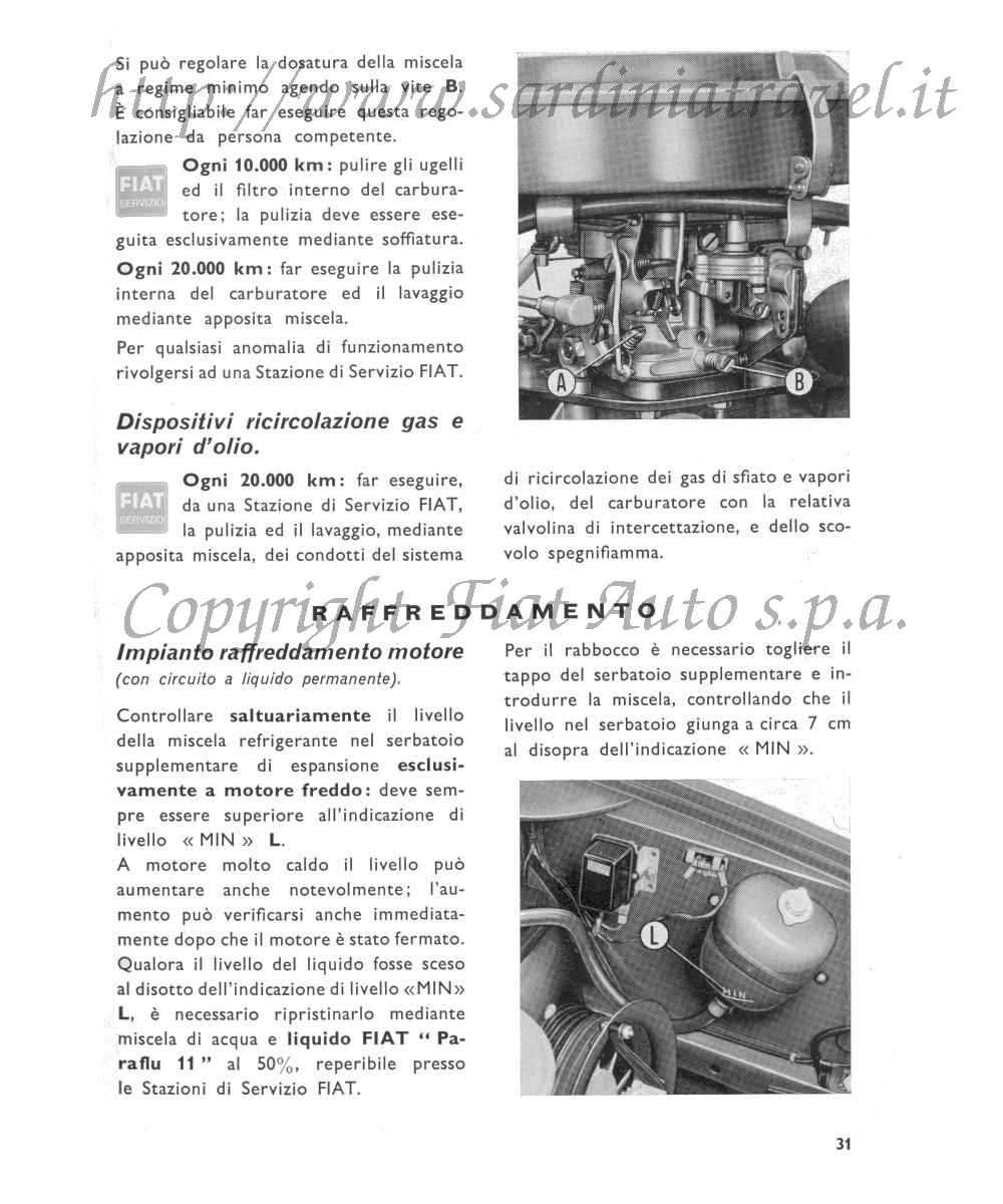 Carburatore (2), ricircolo gas e vapori, raffreddamento motore