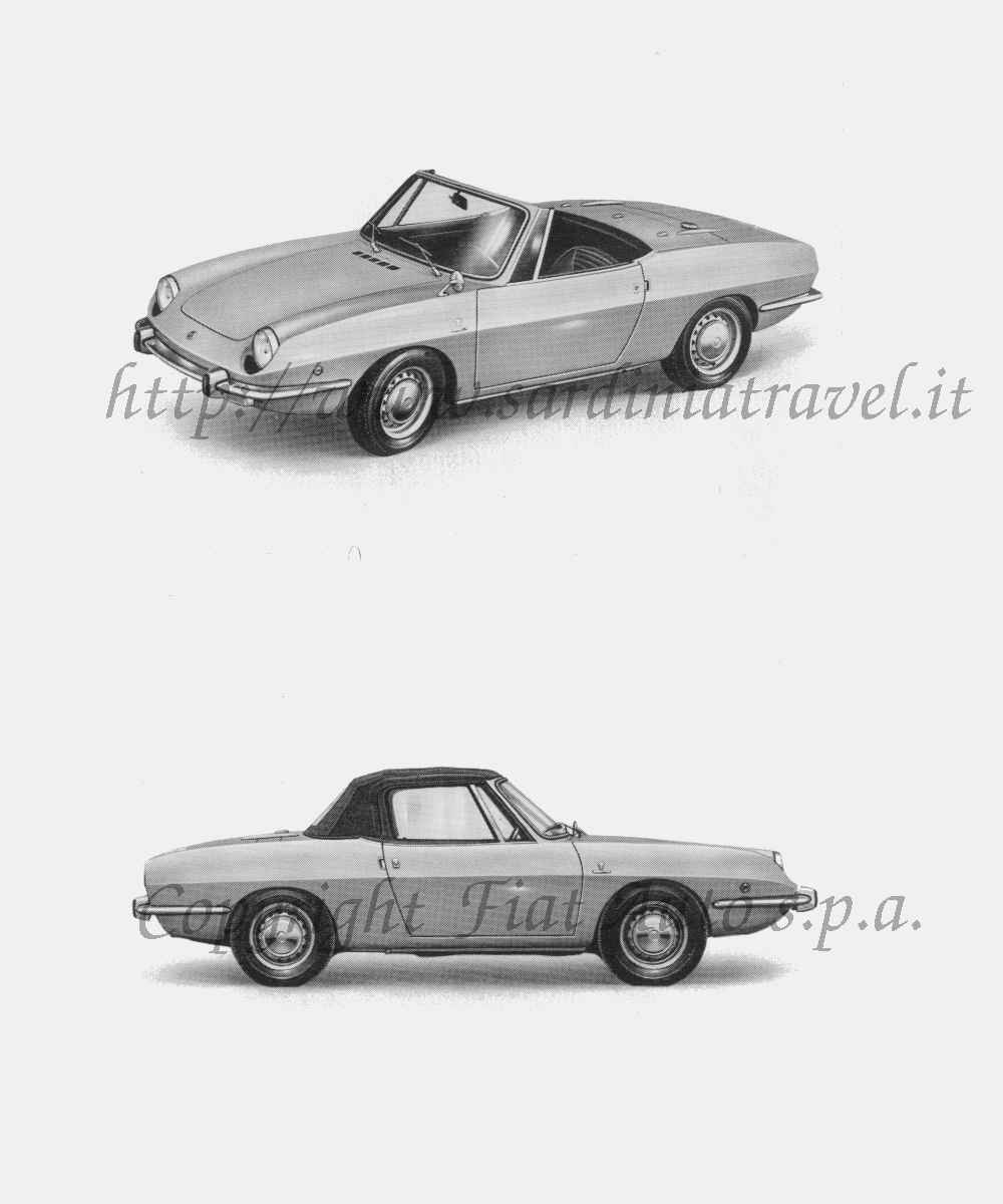 Due belle immagini della Fiat Sport 850 Spider