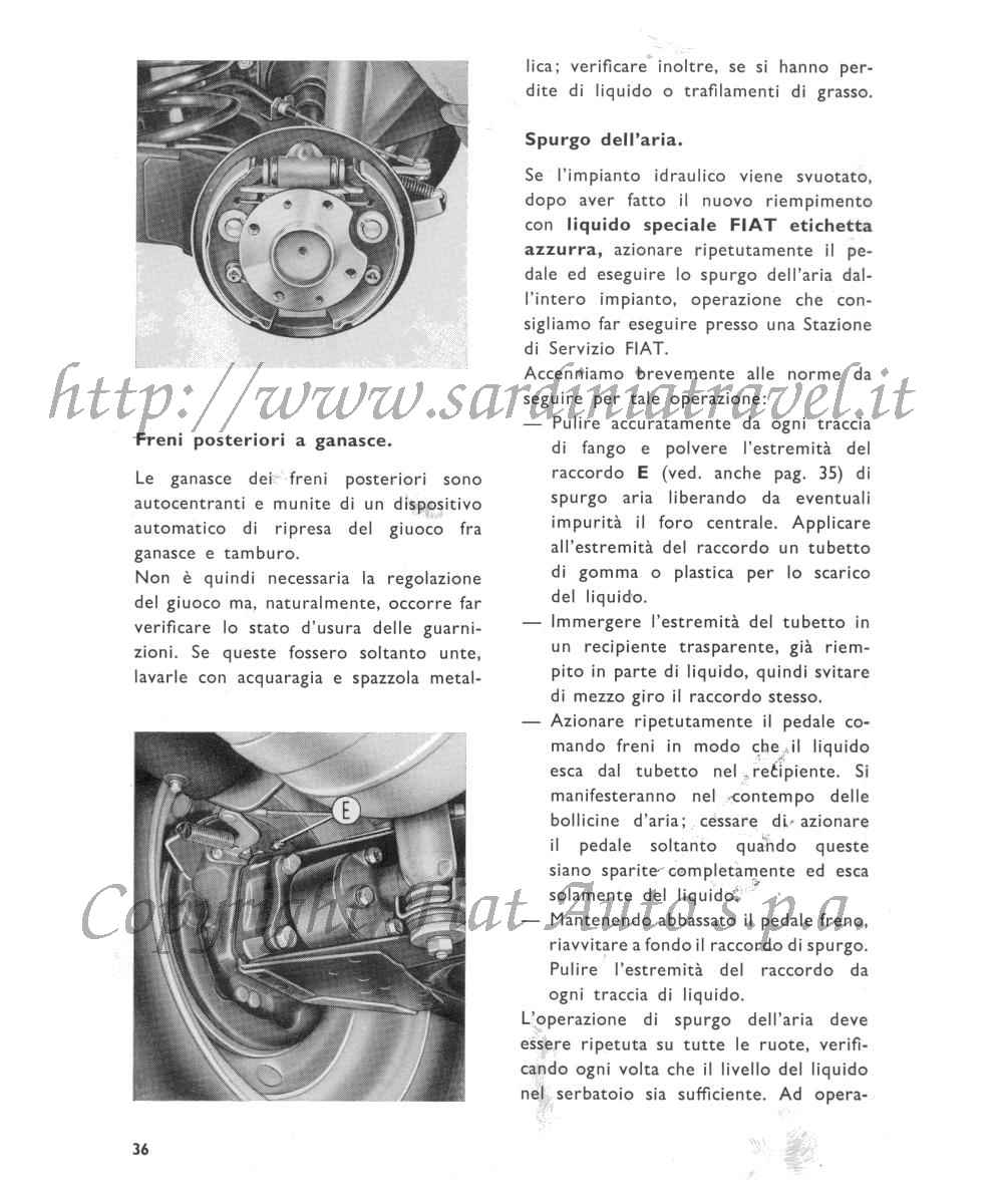 Freni posteriori a ganasce e spurgo dell'aria della Fiat Sport 850 Spider