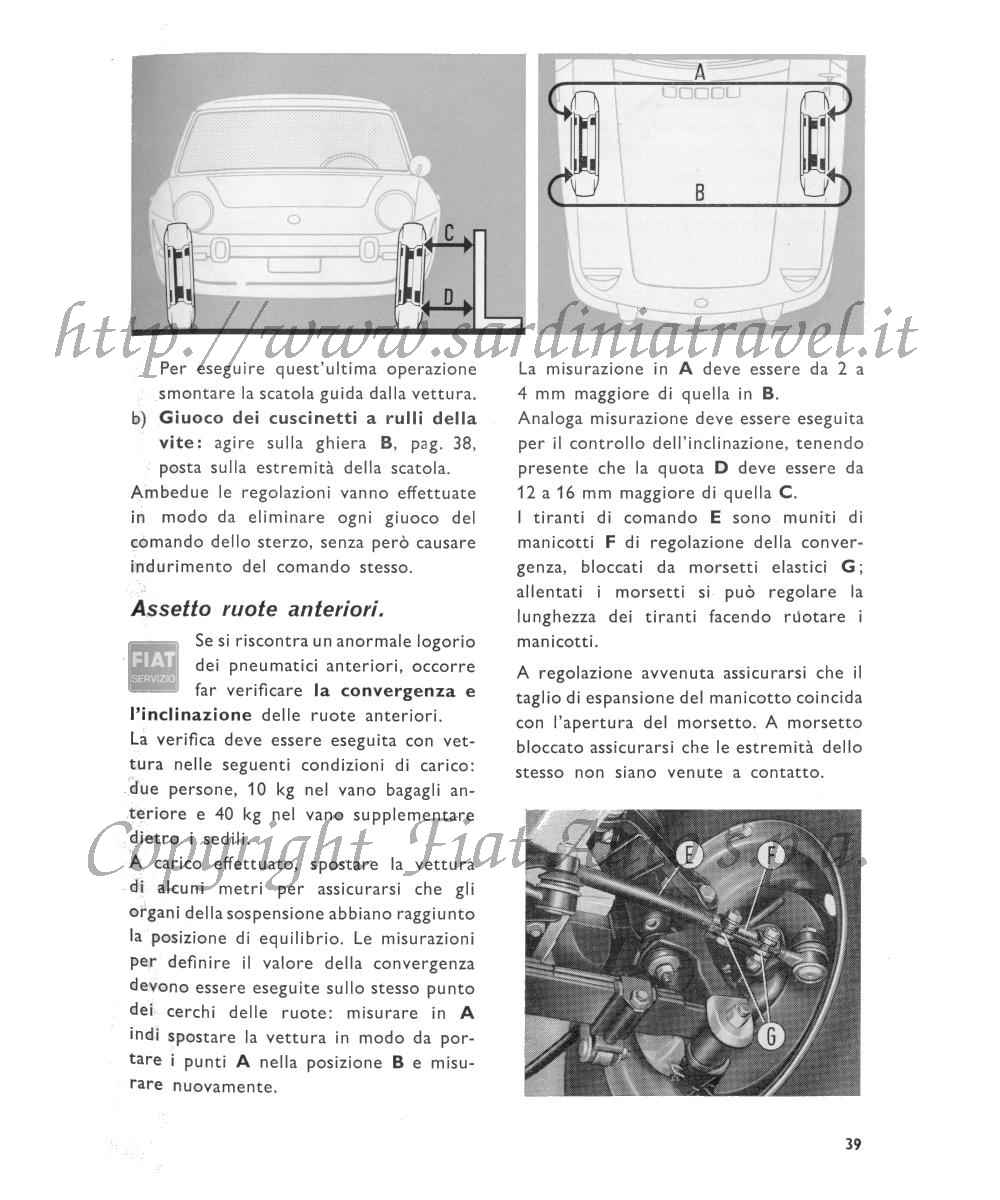 Giuochi della guida (2) ed Assetto ruote anteriori della Fiat Sport 850 Spider