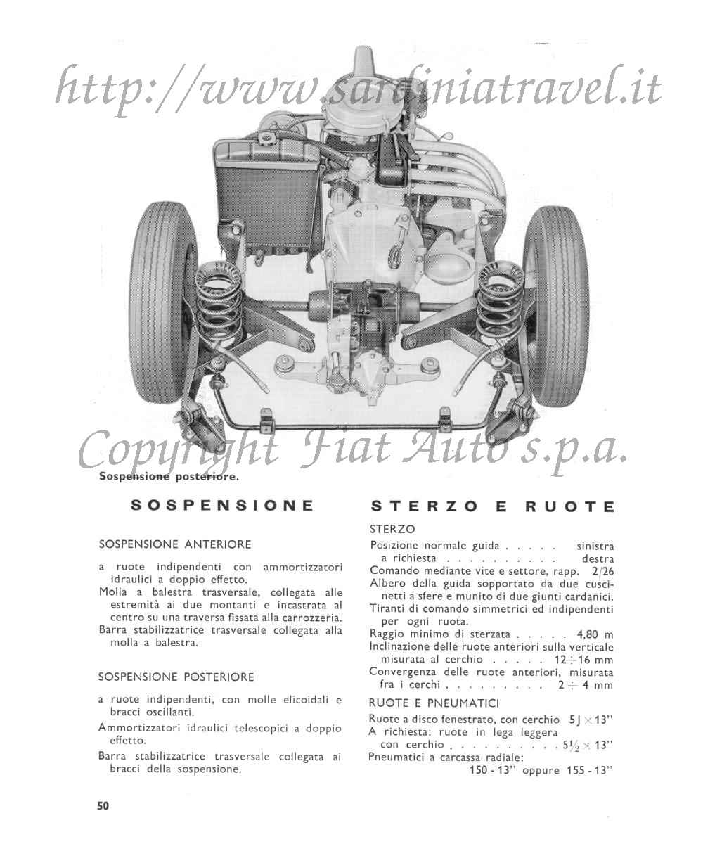 Sospensioni sterzo e ruote della Fiat Sport 850 Spider